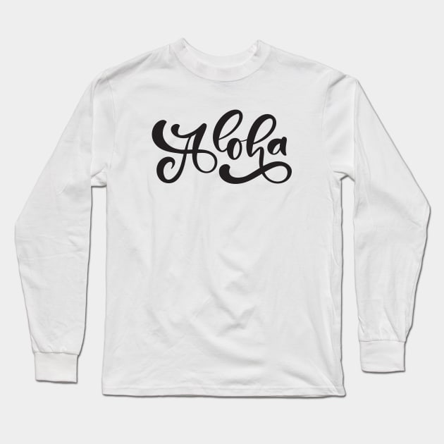 Hawaii / Aloha lettering / Black Long Sleeve T-Shirt by oceanys